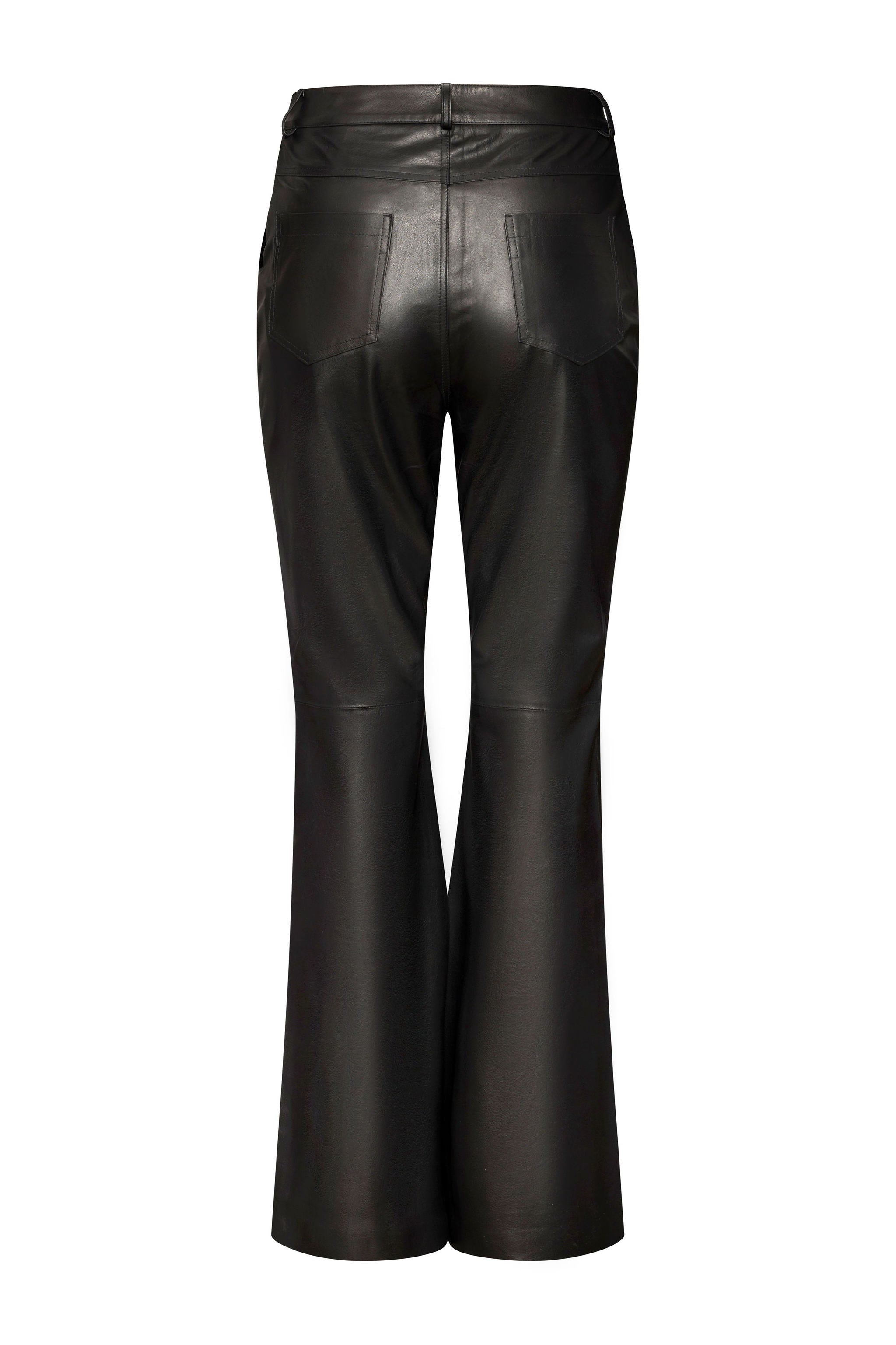 Black high waist flared leather pants