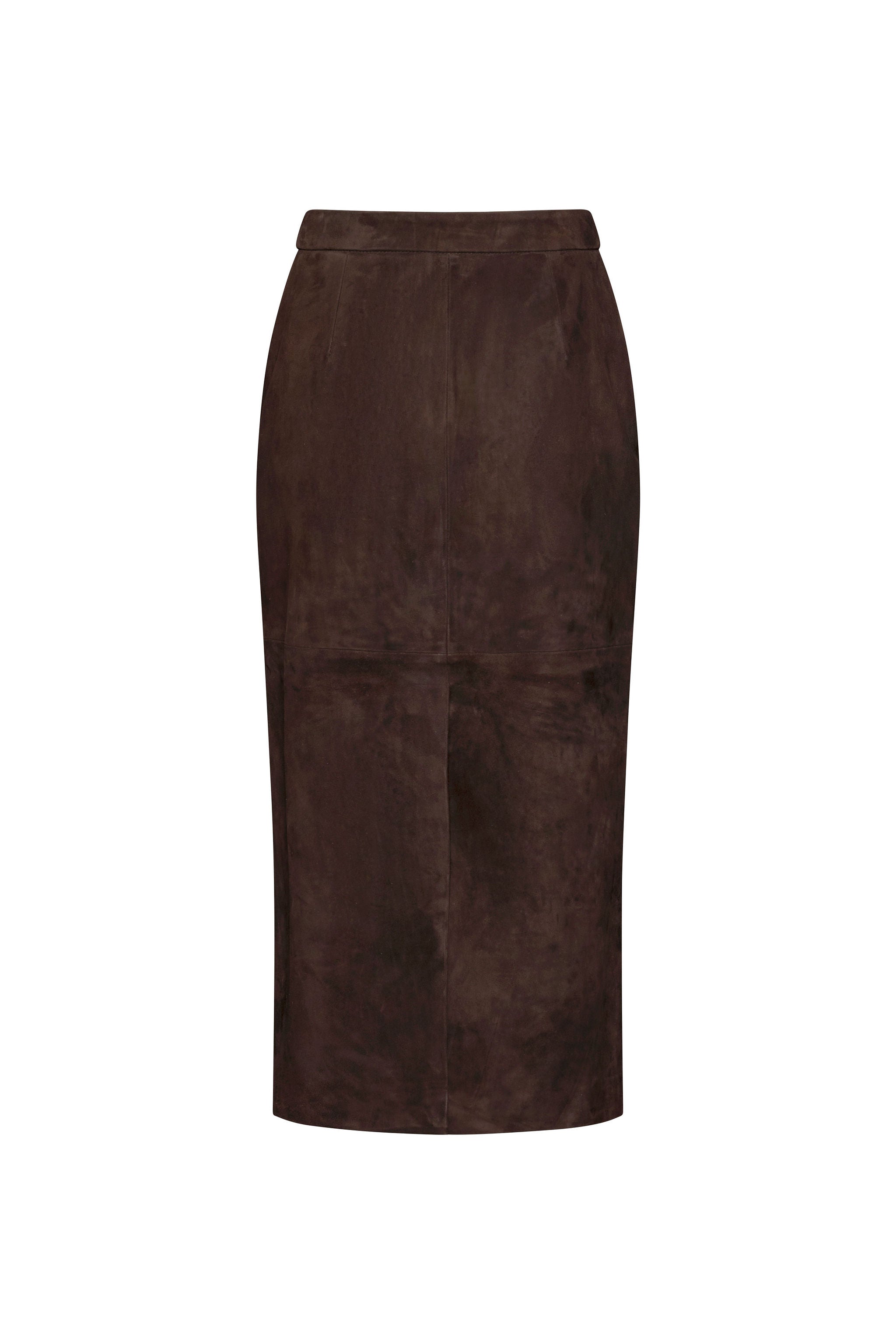 Chocolate suede midi skirt