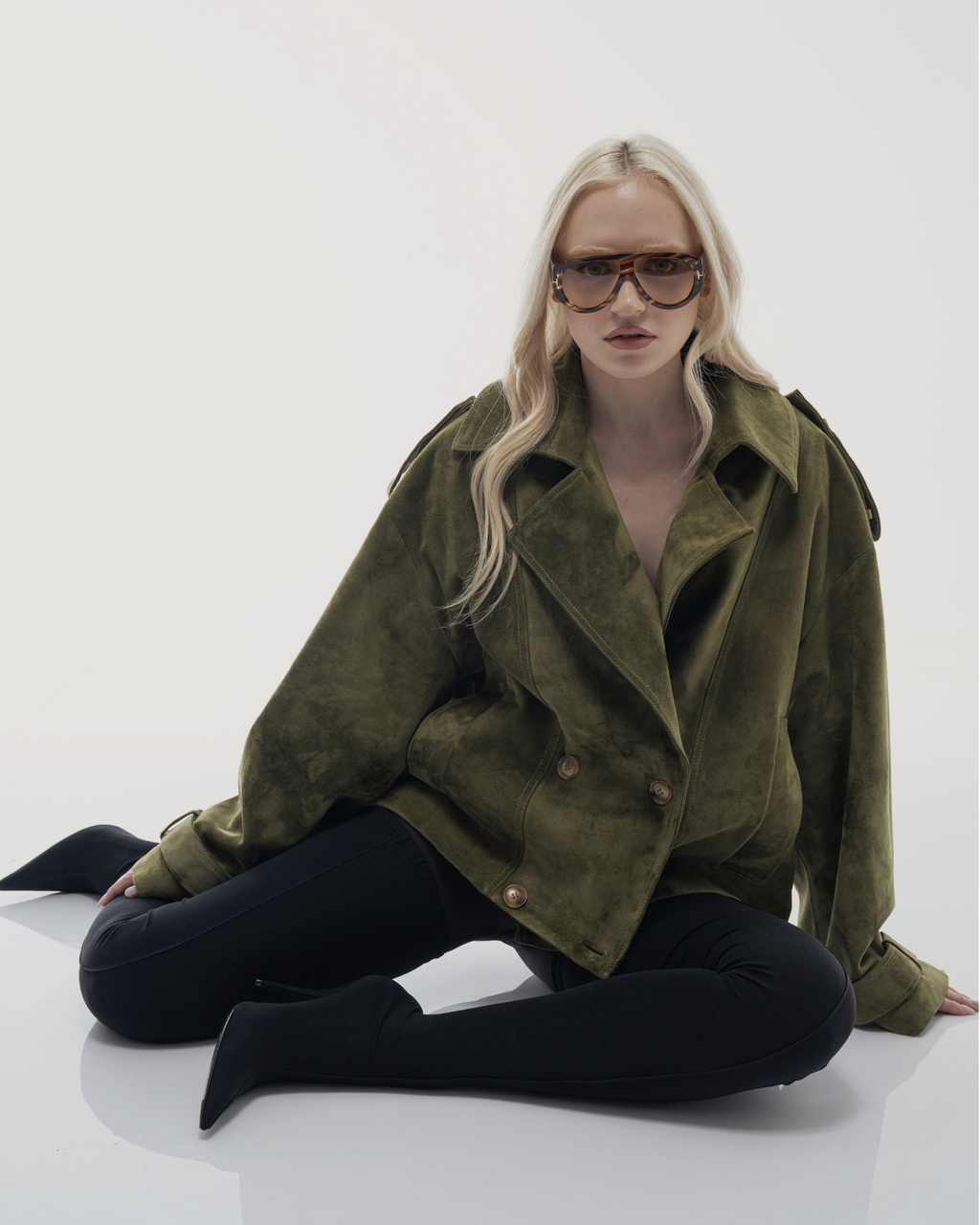 Green Suede Oversized Jacket
