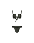 Dark green ruched bikini
