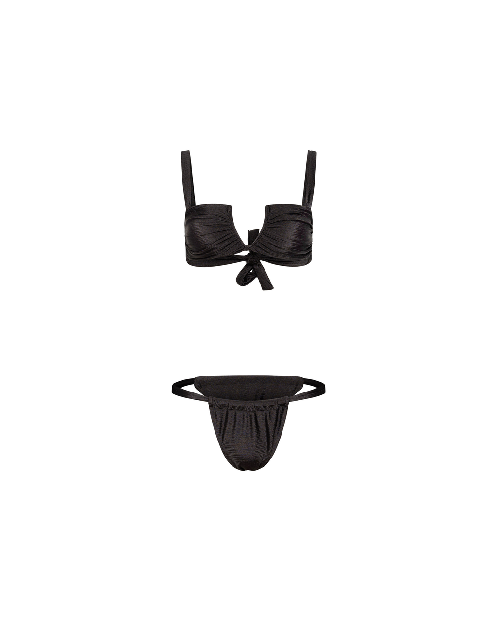 Black ruched bikini