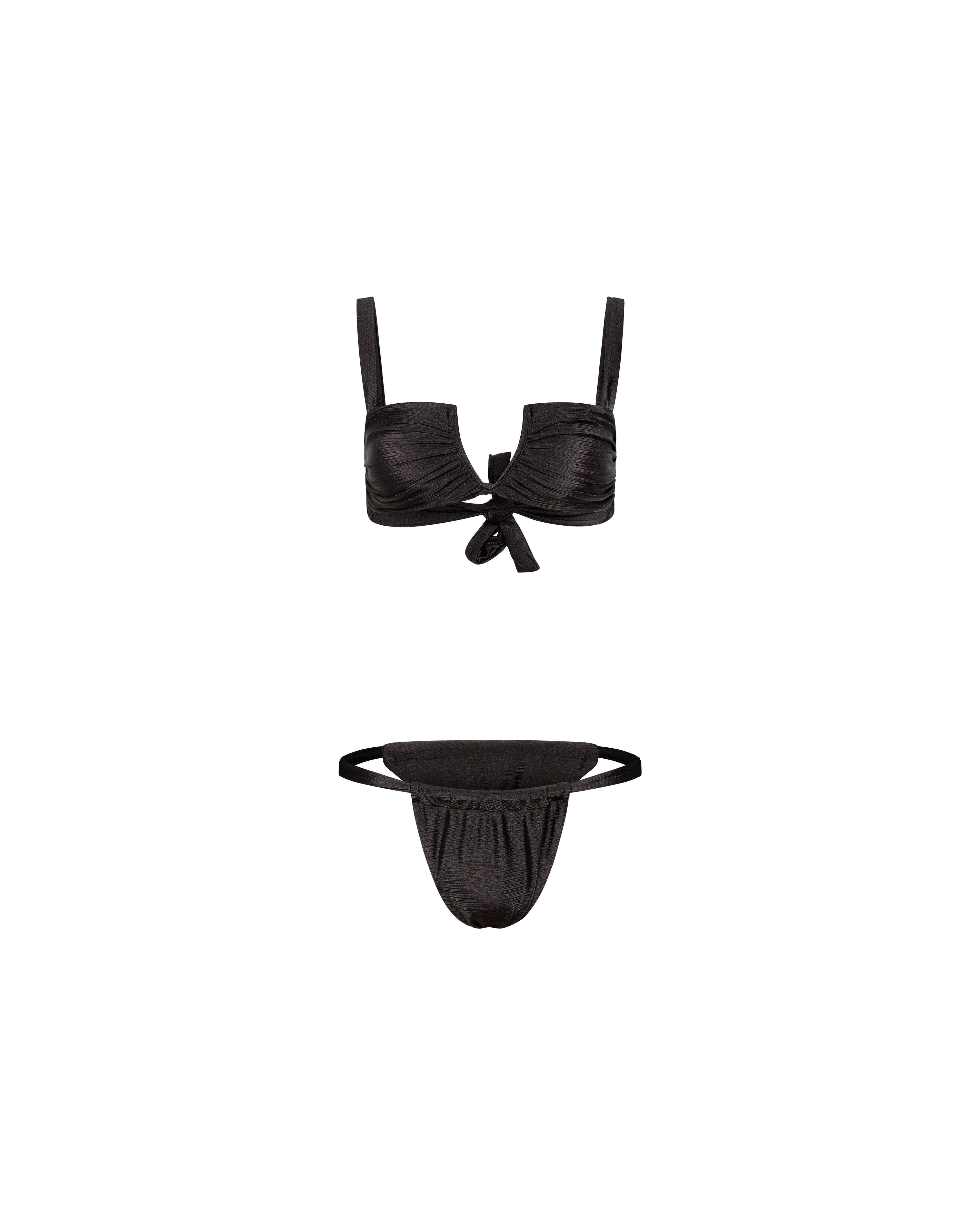 Black ruched bikini