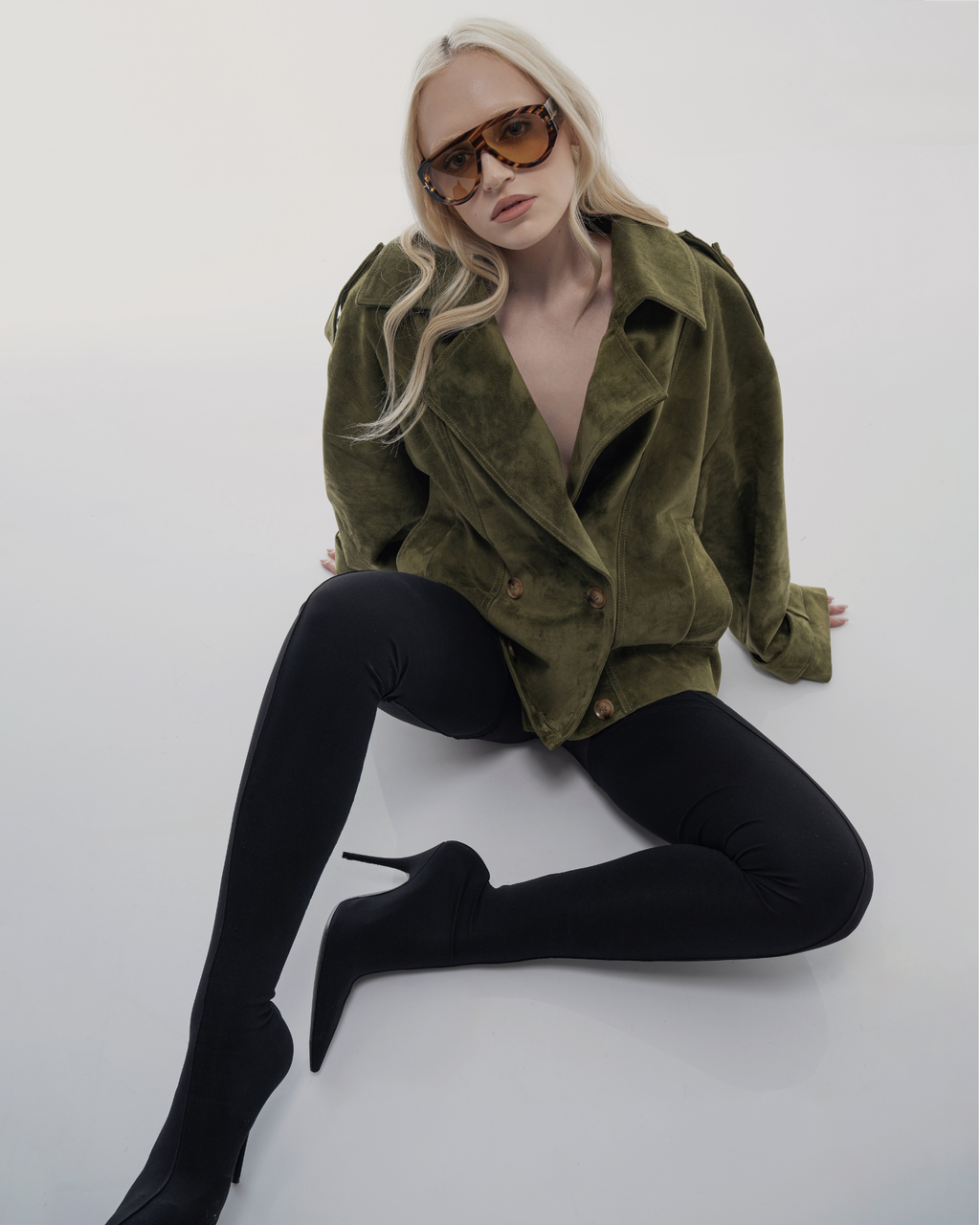 Green Suede Oversized Jacket