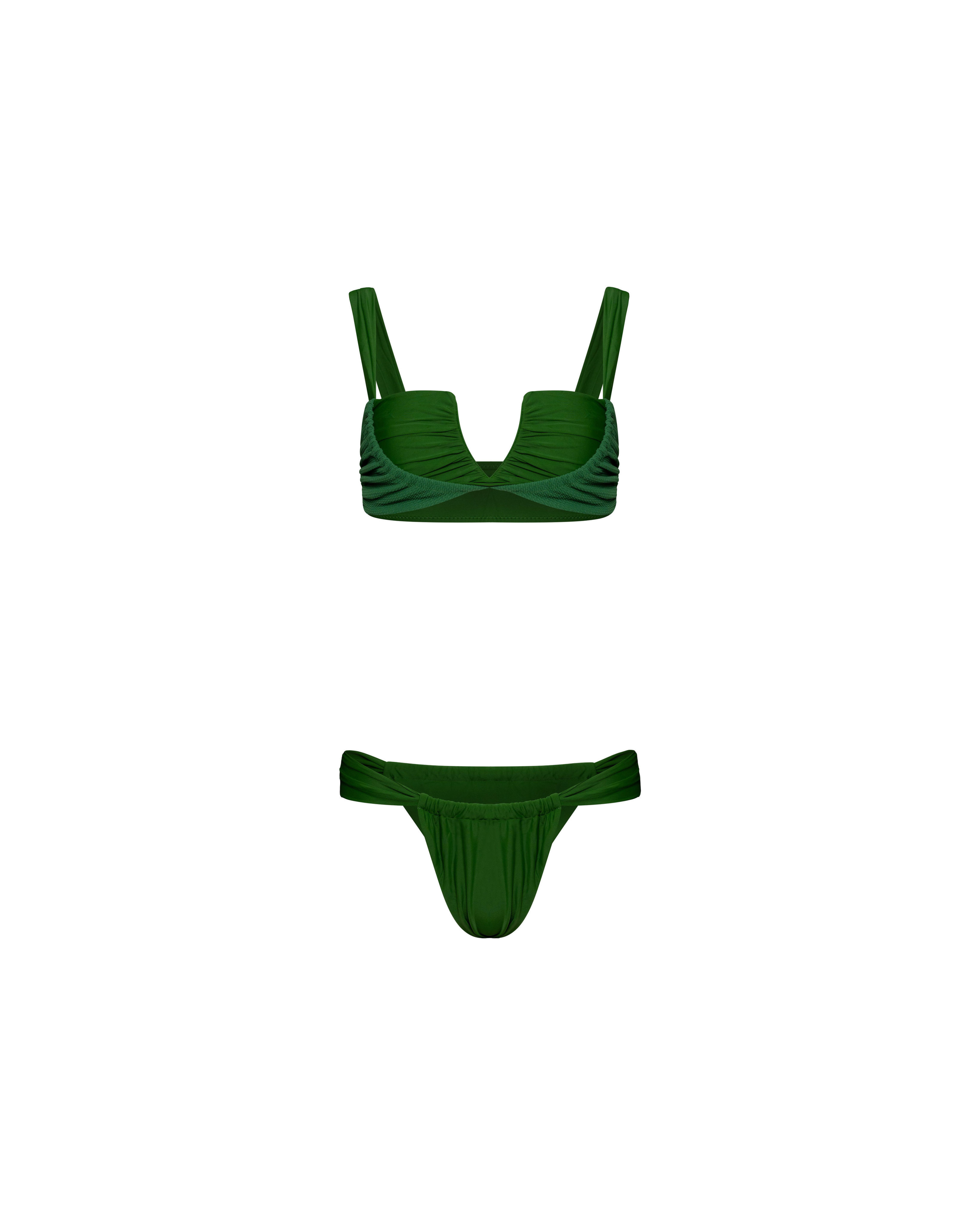 Green ruched bikini