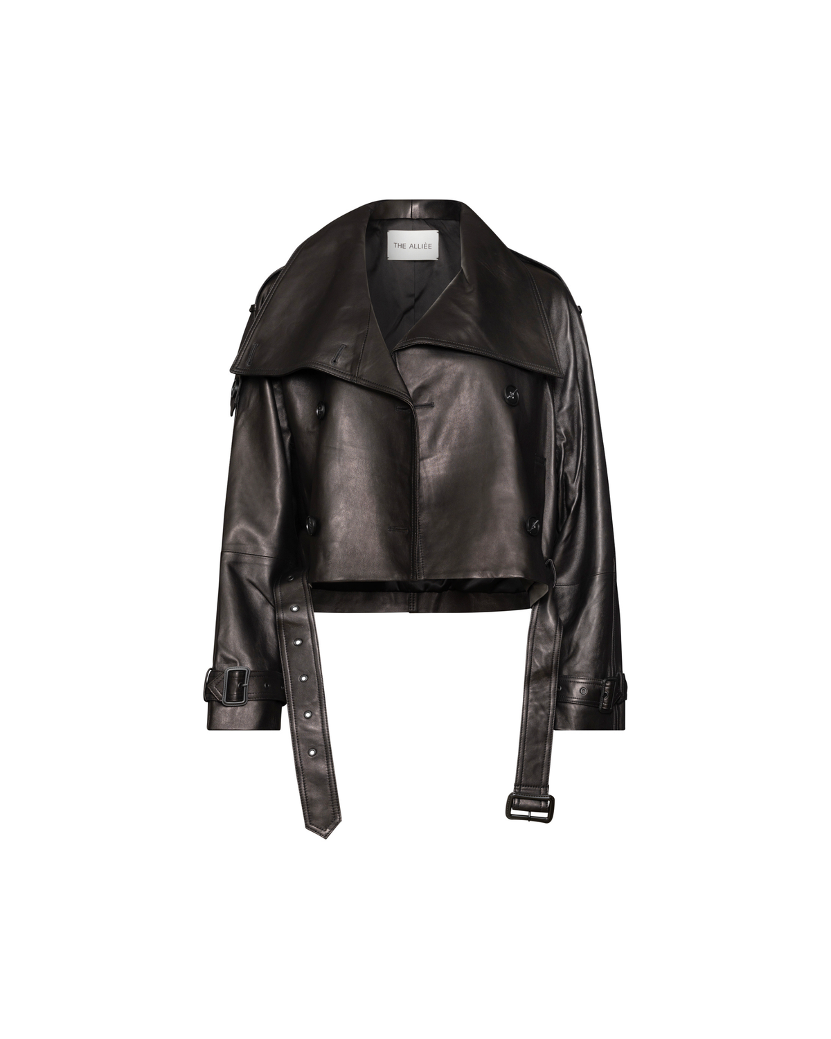 Solene black belted leather jacket
