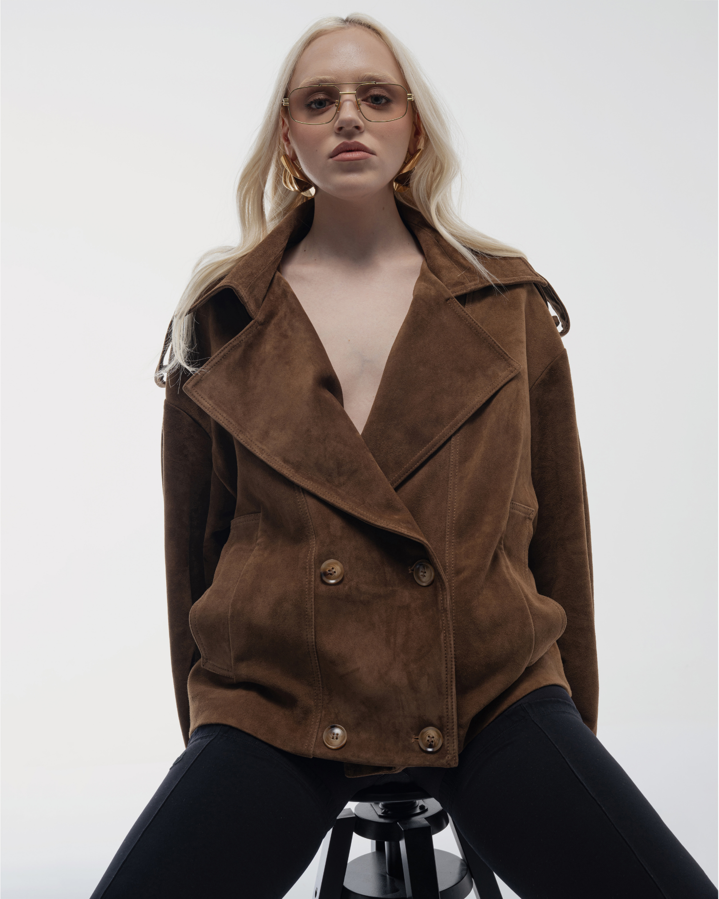 Brown Suede Oversized Jacket