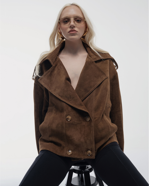 Brown Suede Oversized Jacket