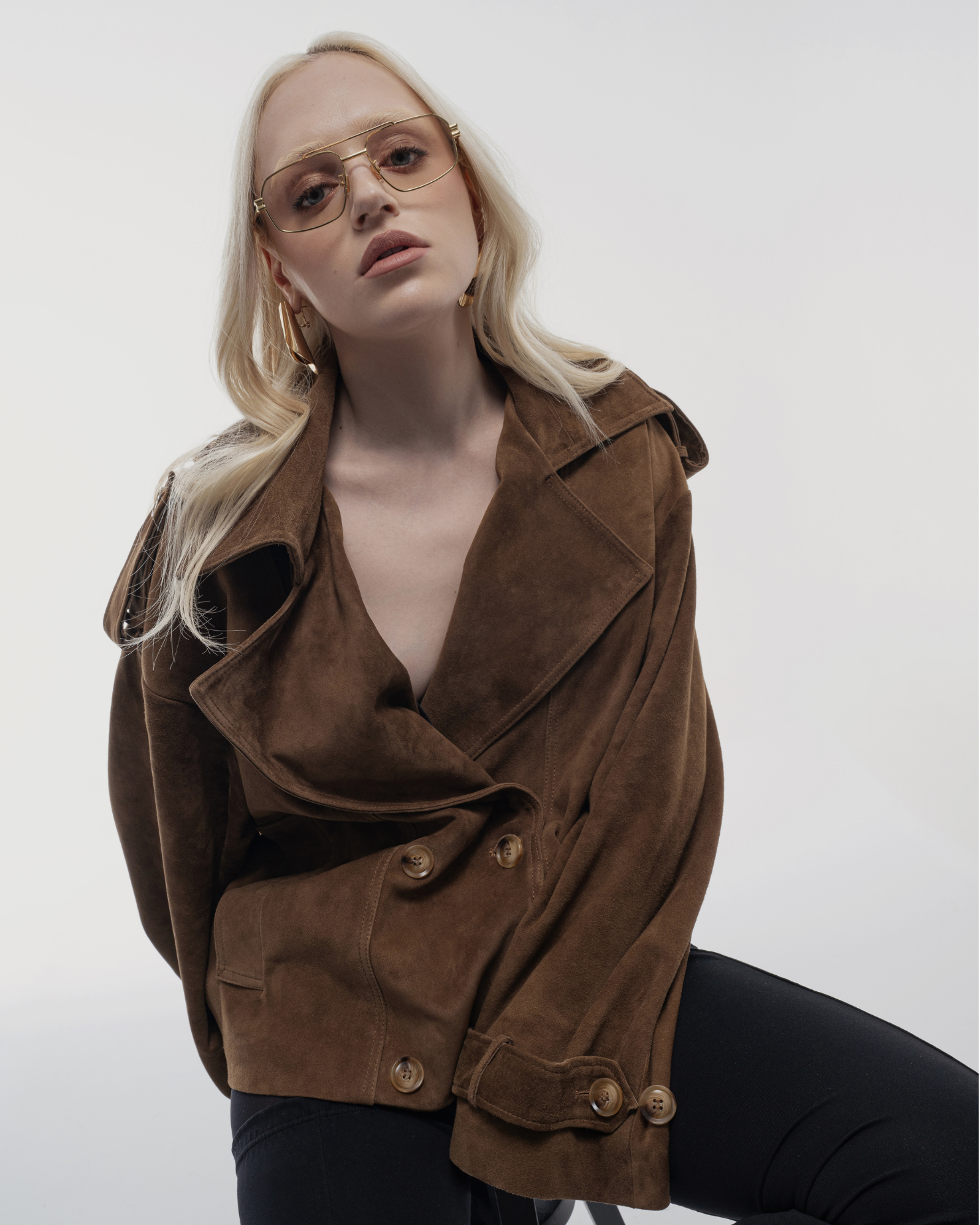 Brown Suede Oversized Jacket