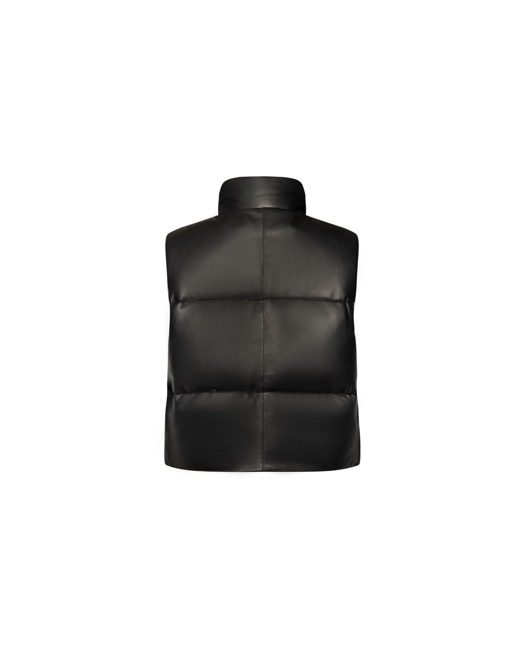 Nia black leather puffer vest