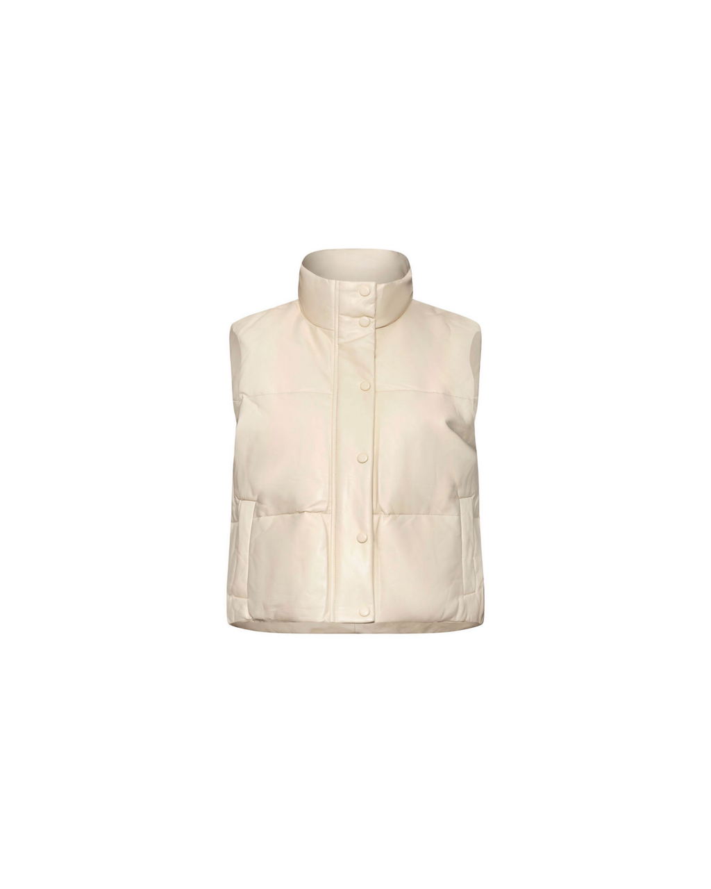Nia white leather puffer vest