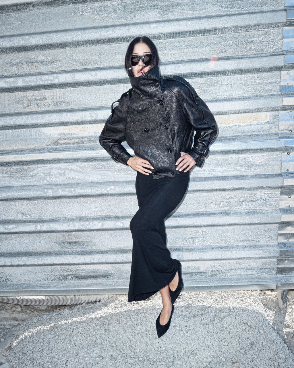 Aurelia black leather jacket