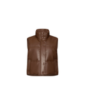 Nia brown leather puffer vest