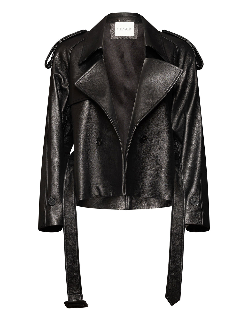 Leather belted jacket