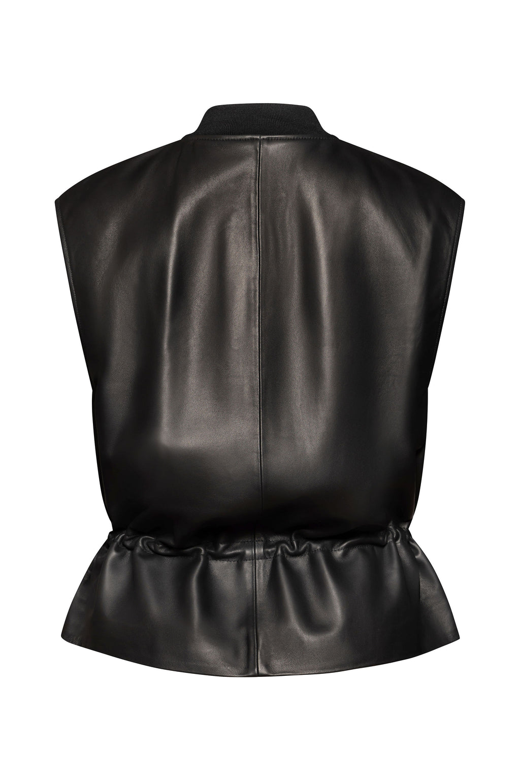 Leather drawstring-waist vest