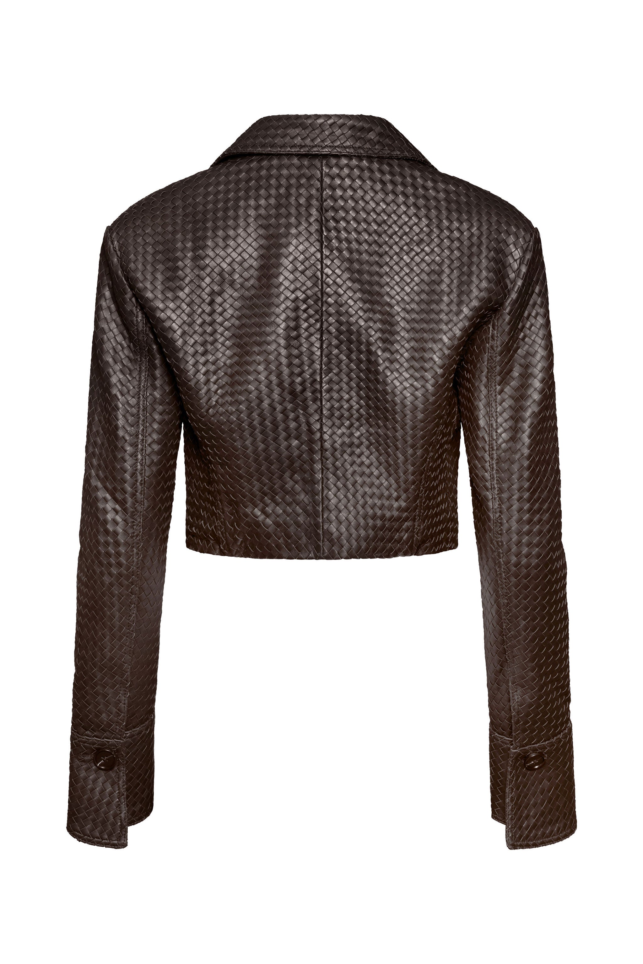 Brown woven cropped jacket