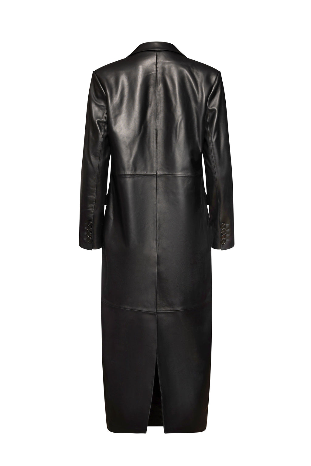 Long leather trench coat