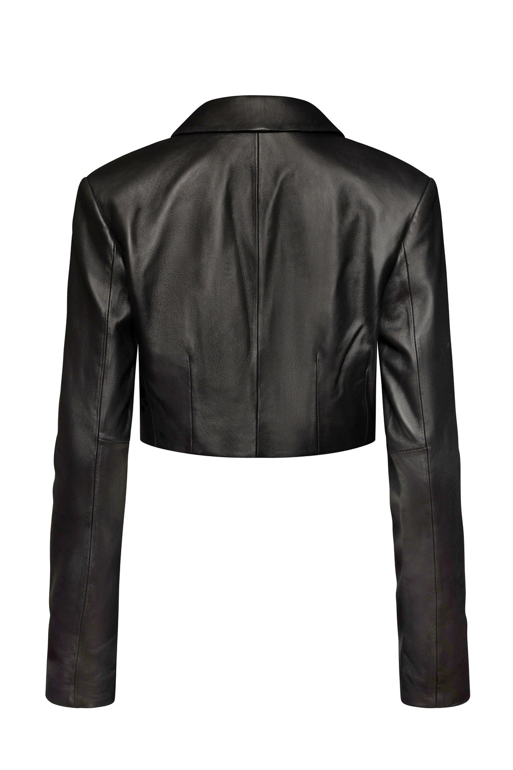 Cropped leather blazer