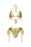 Yellow double tie triangle bikini