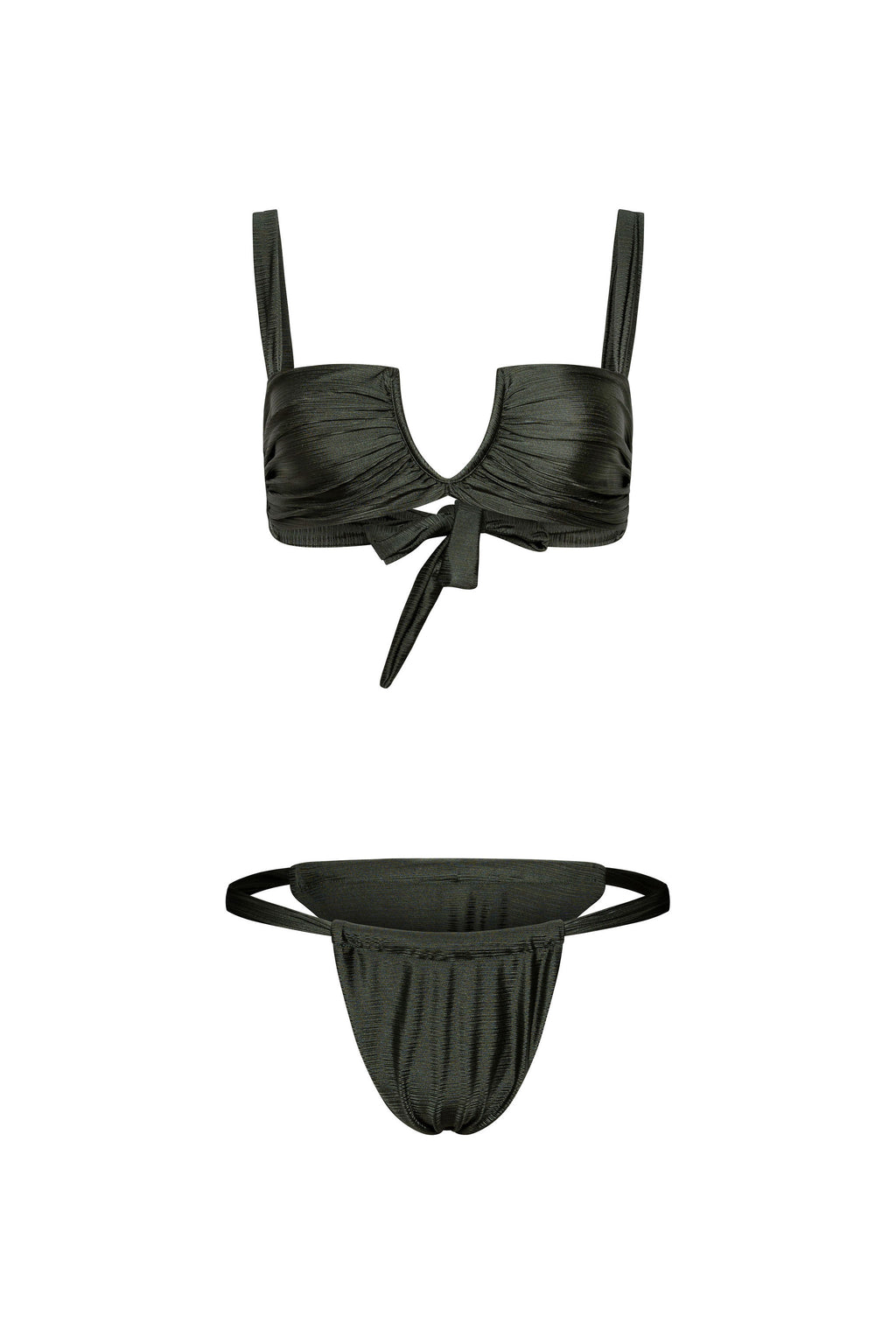 Dark green rushed bikini