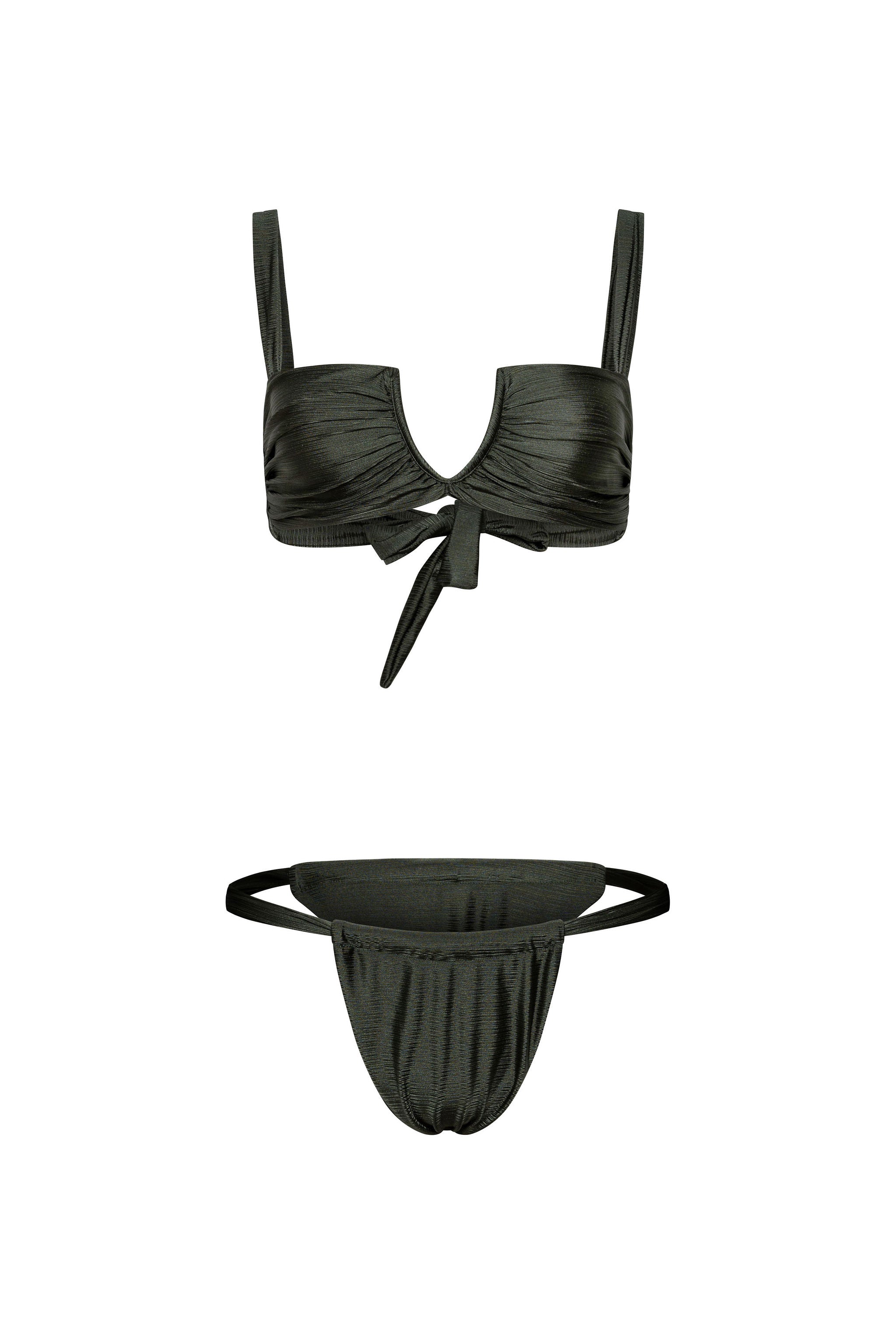 Dark green rushed bikini