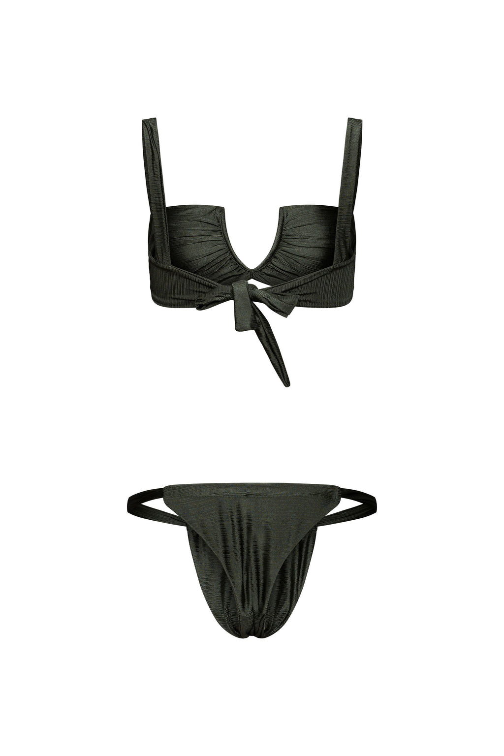 Dark green rushed bikini