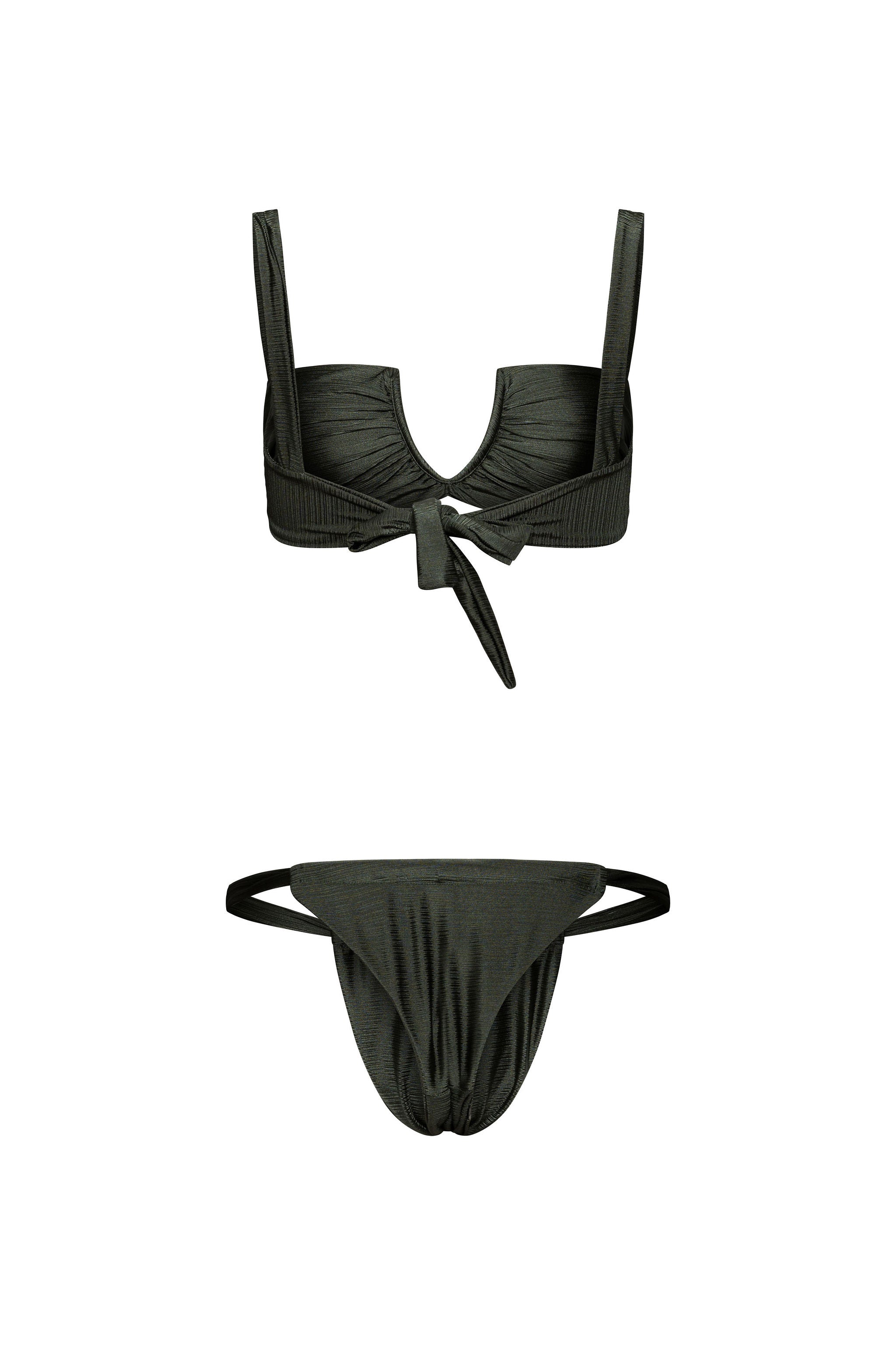 Dark green rushed bikini