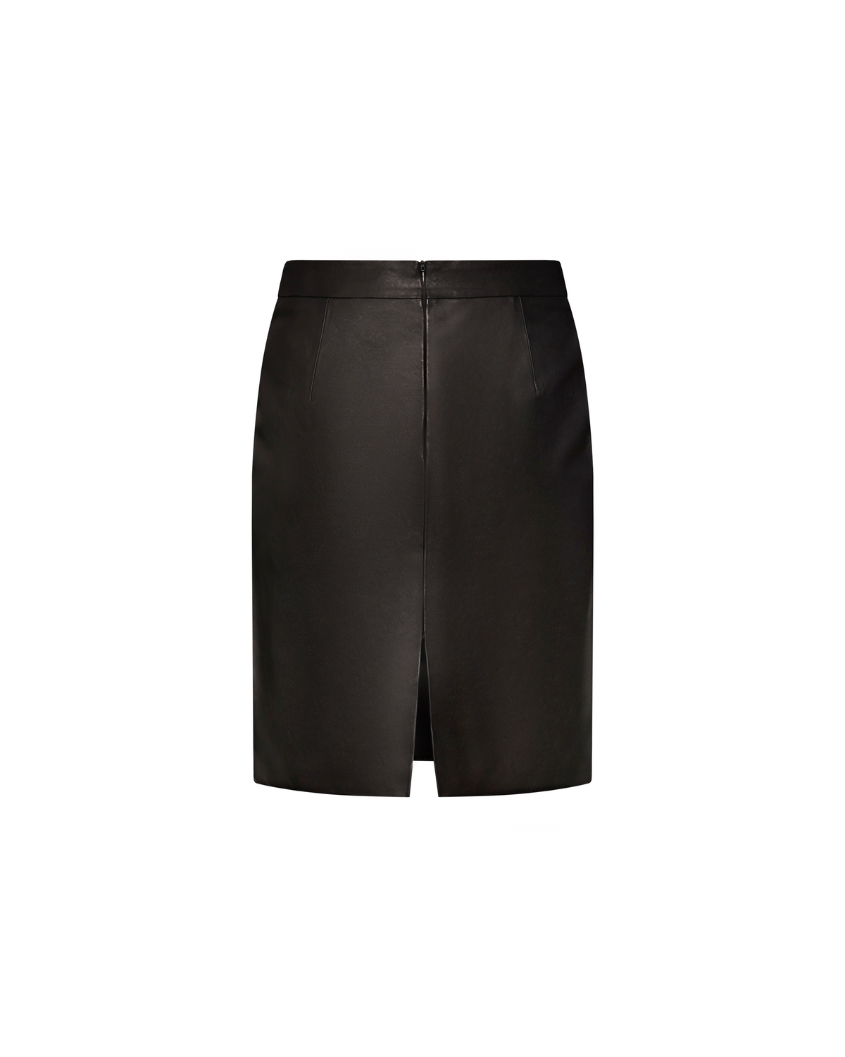 Celia black leather midi skirt