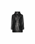 Funnel neck leather trench