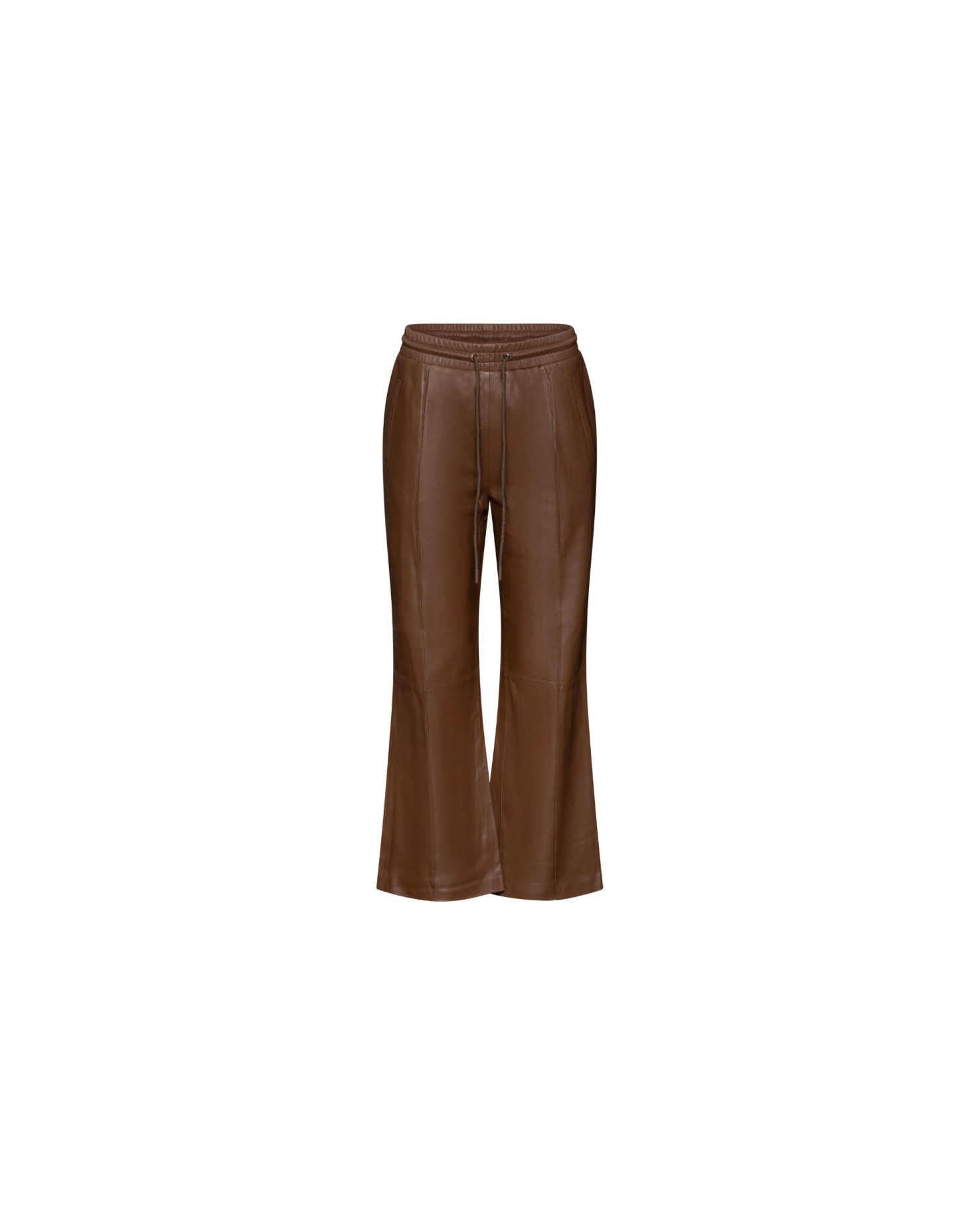 Brown leather straight leg pants