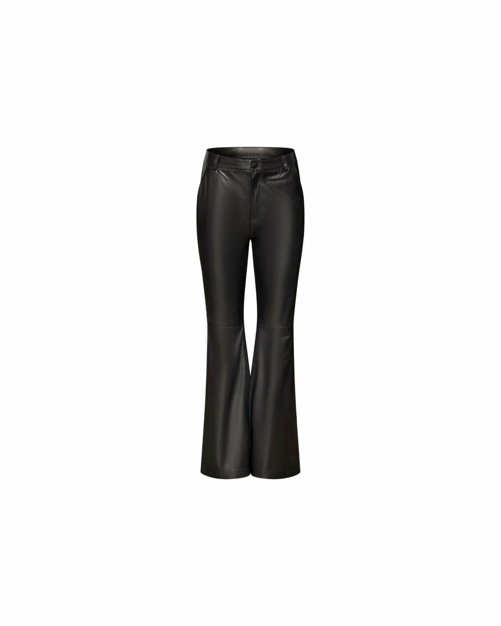 Black high waist flared leather pants