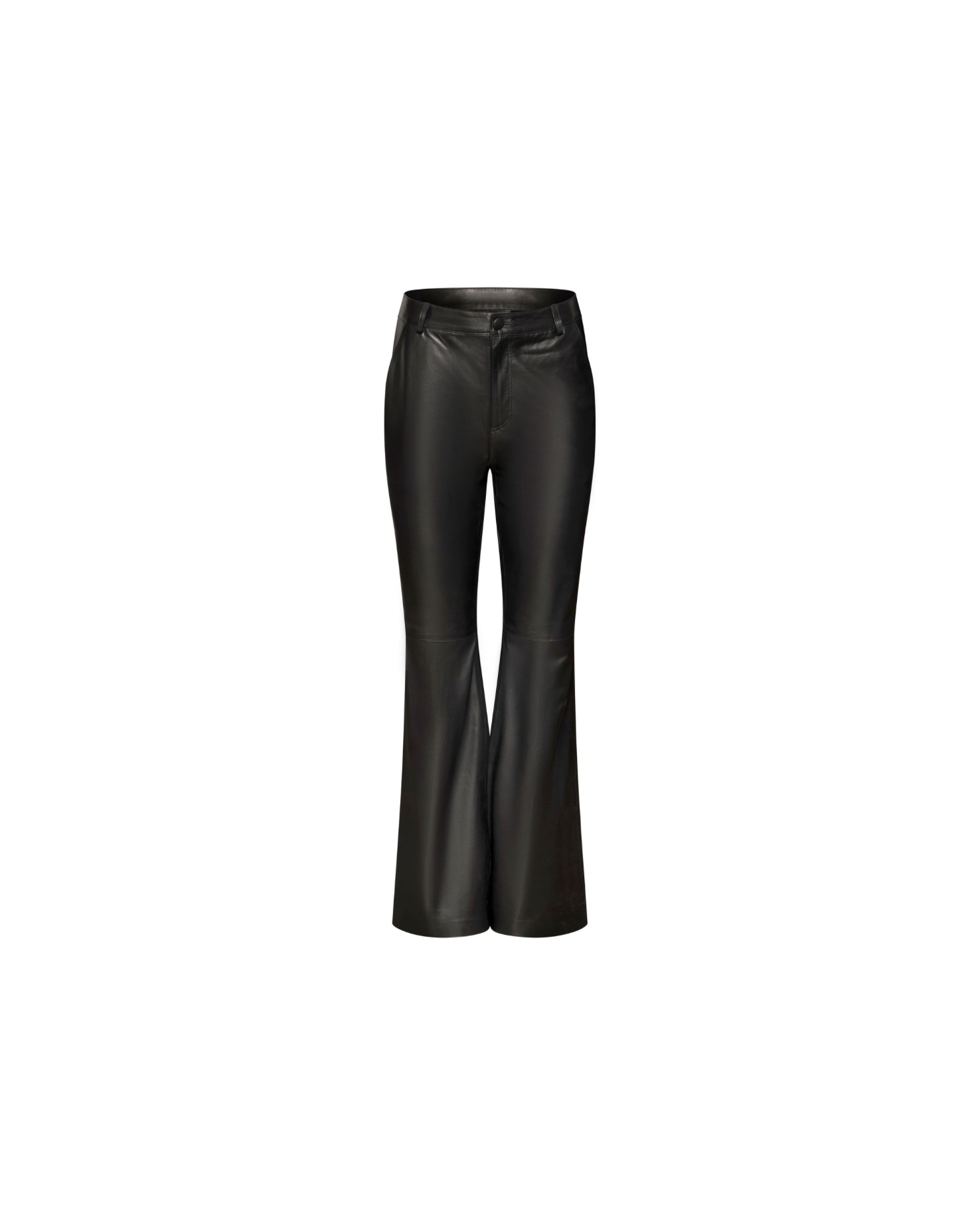 Black high waist flared leather pants