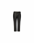 Black cropped leather pants with buckle detail