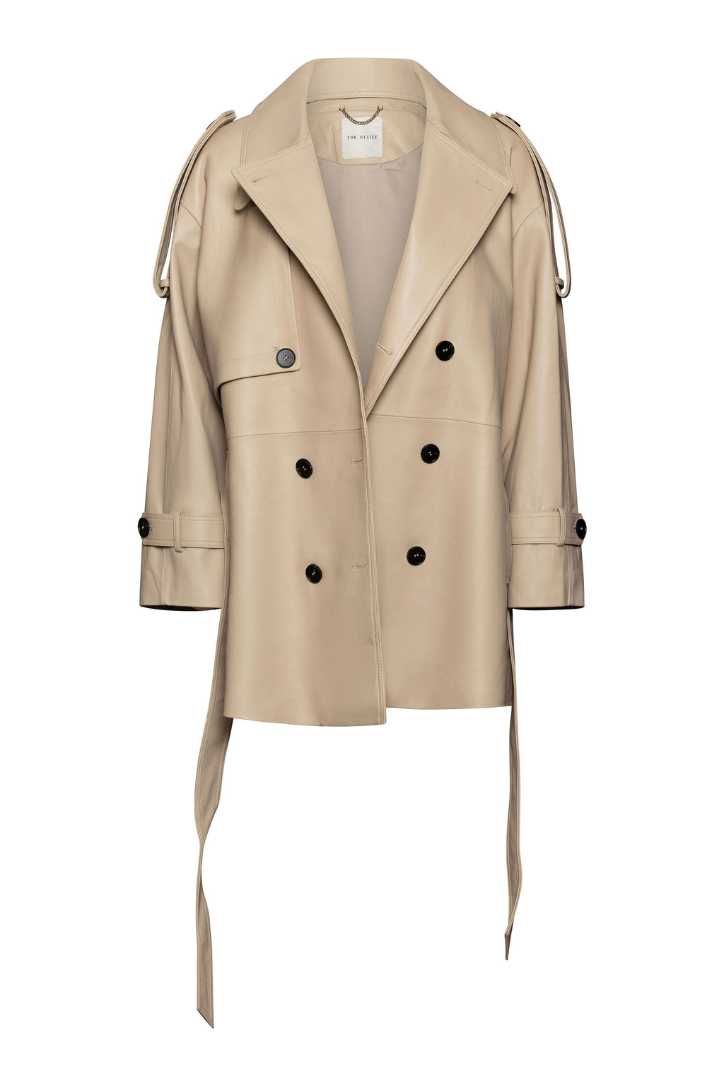 Cream leather trench coat