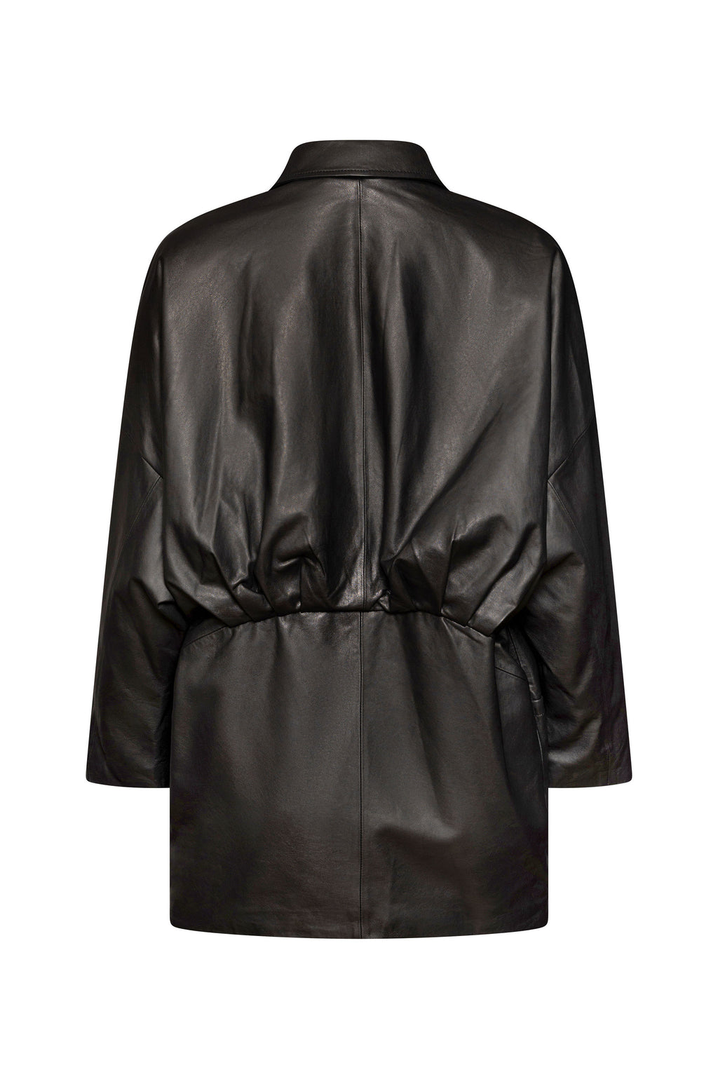 Black straight leather coat