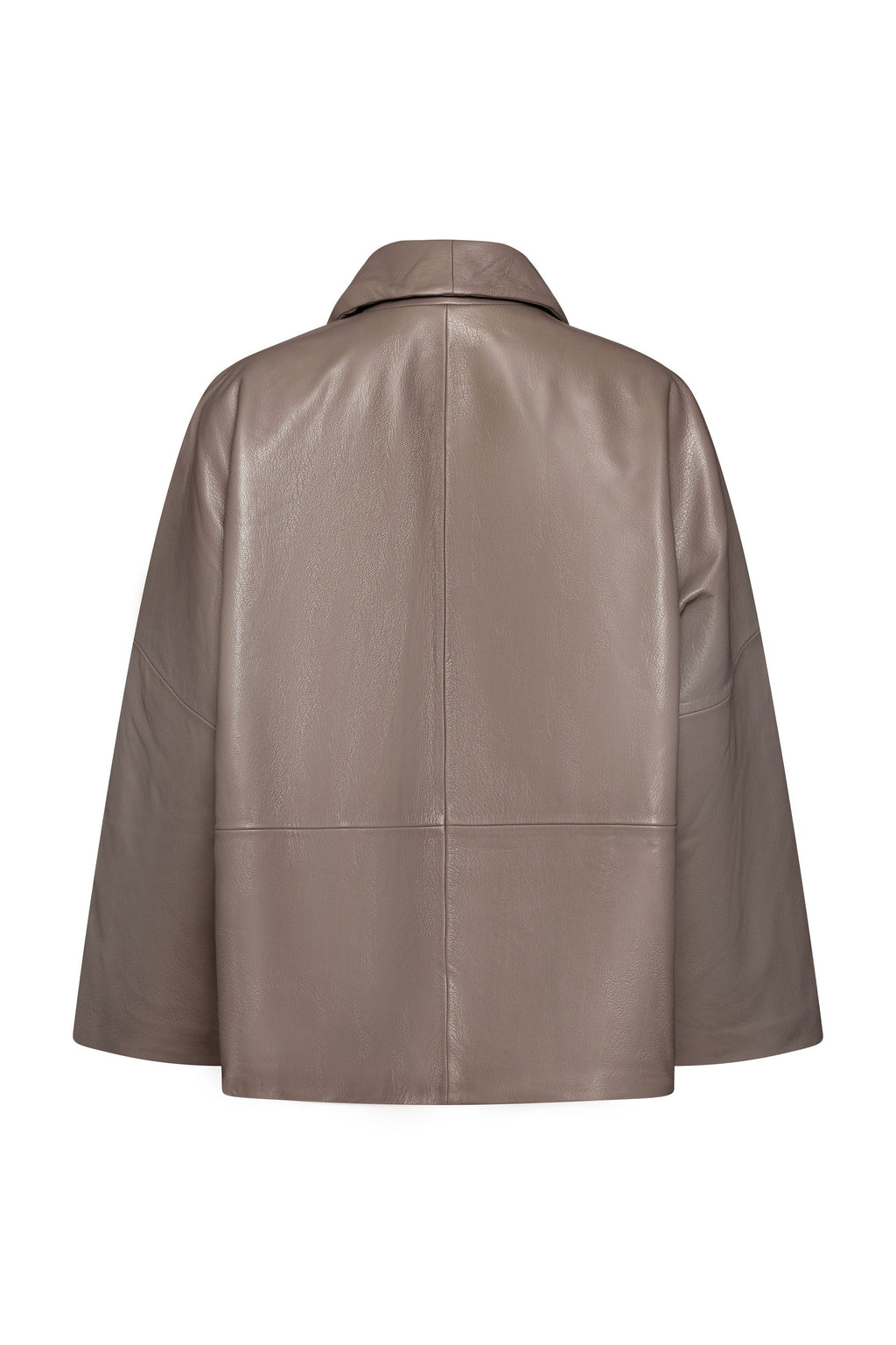 Grey straight leather coat