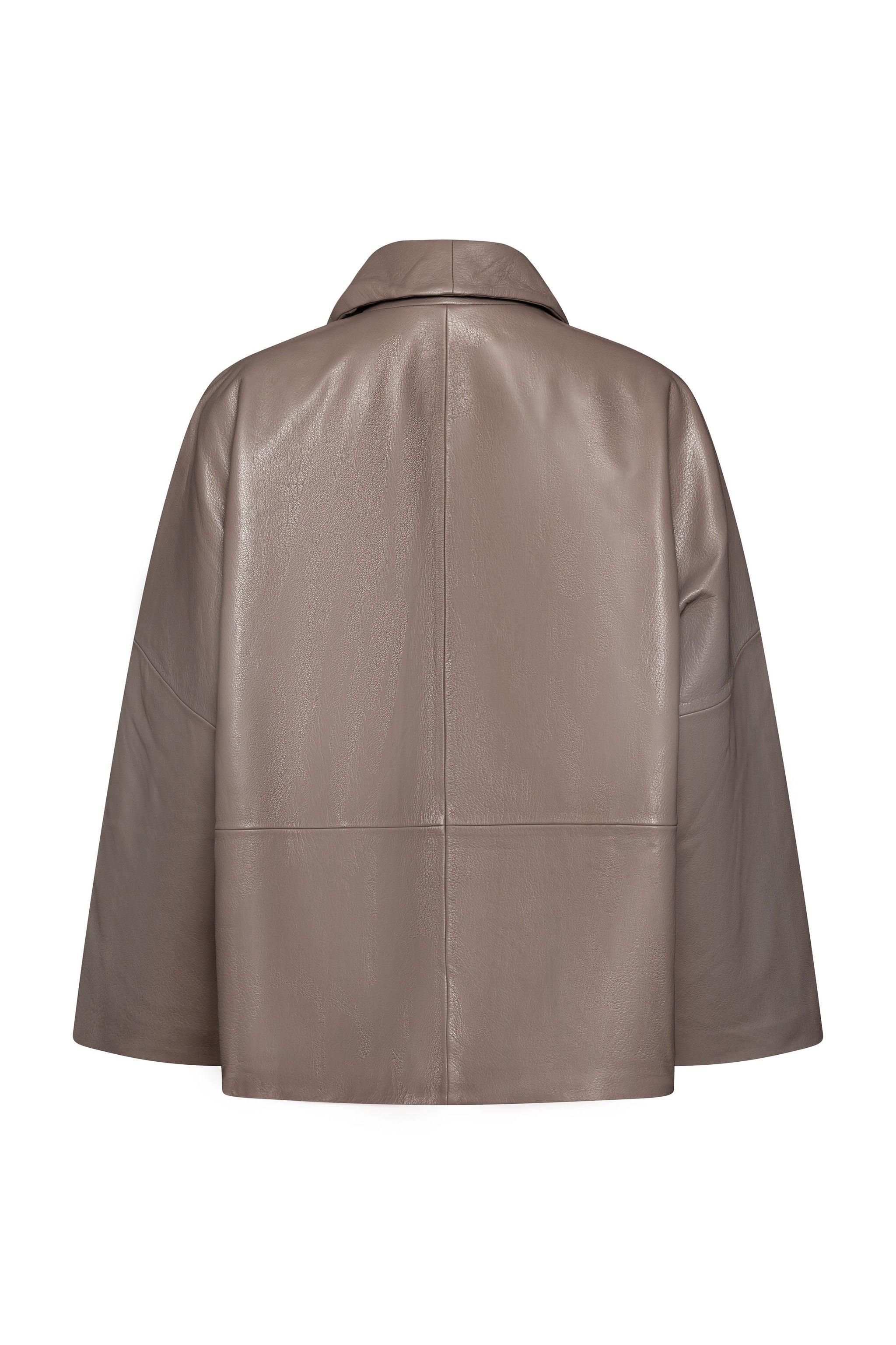 Grey straight leather coat