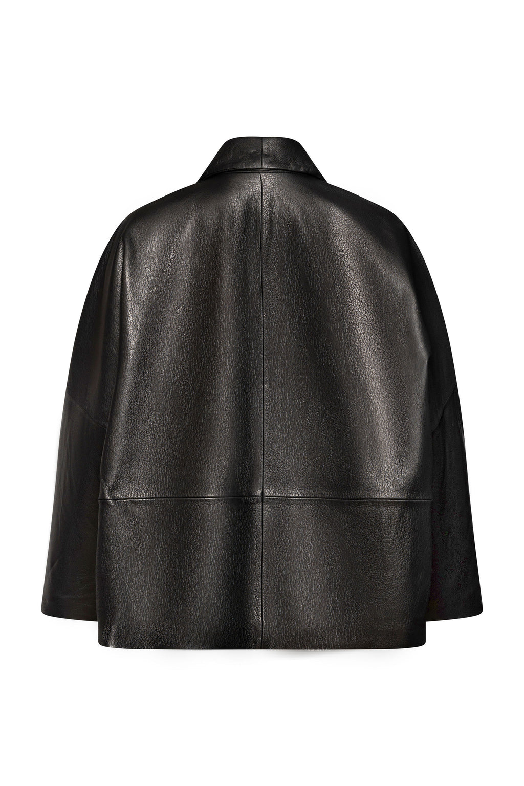 Black straight leather coat