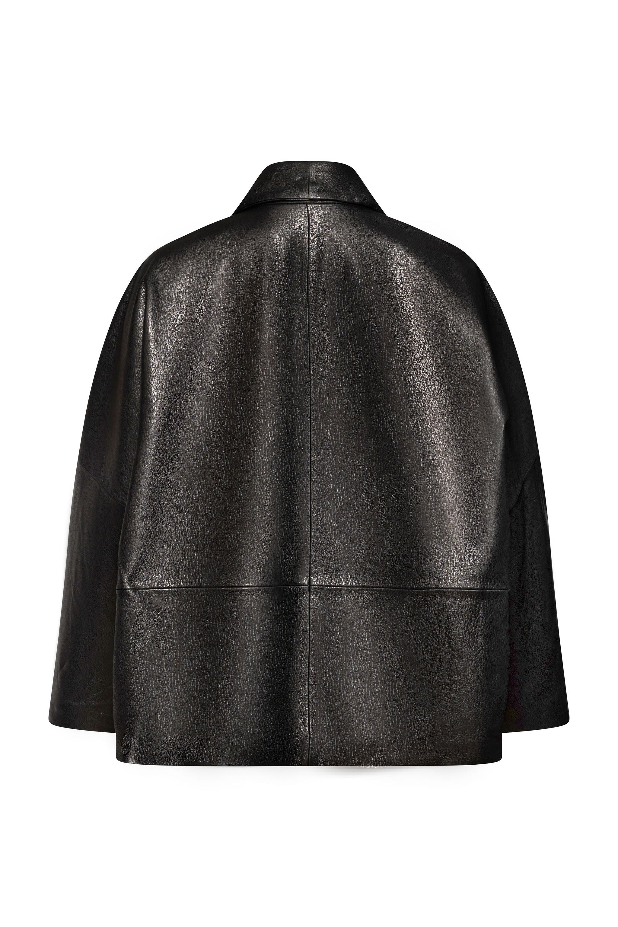 Black straight leather coat