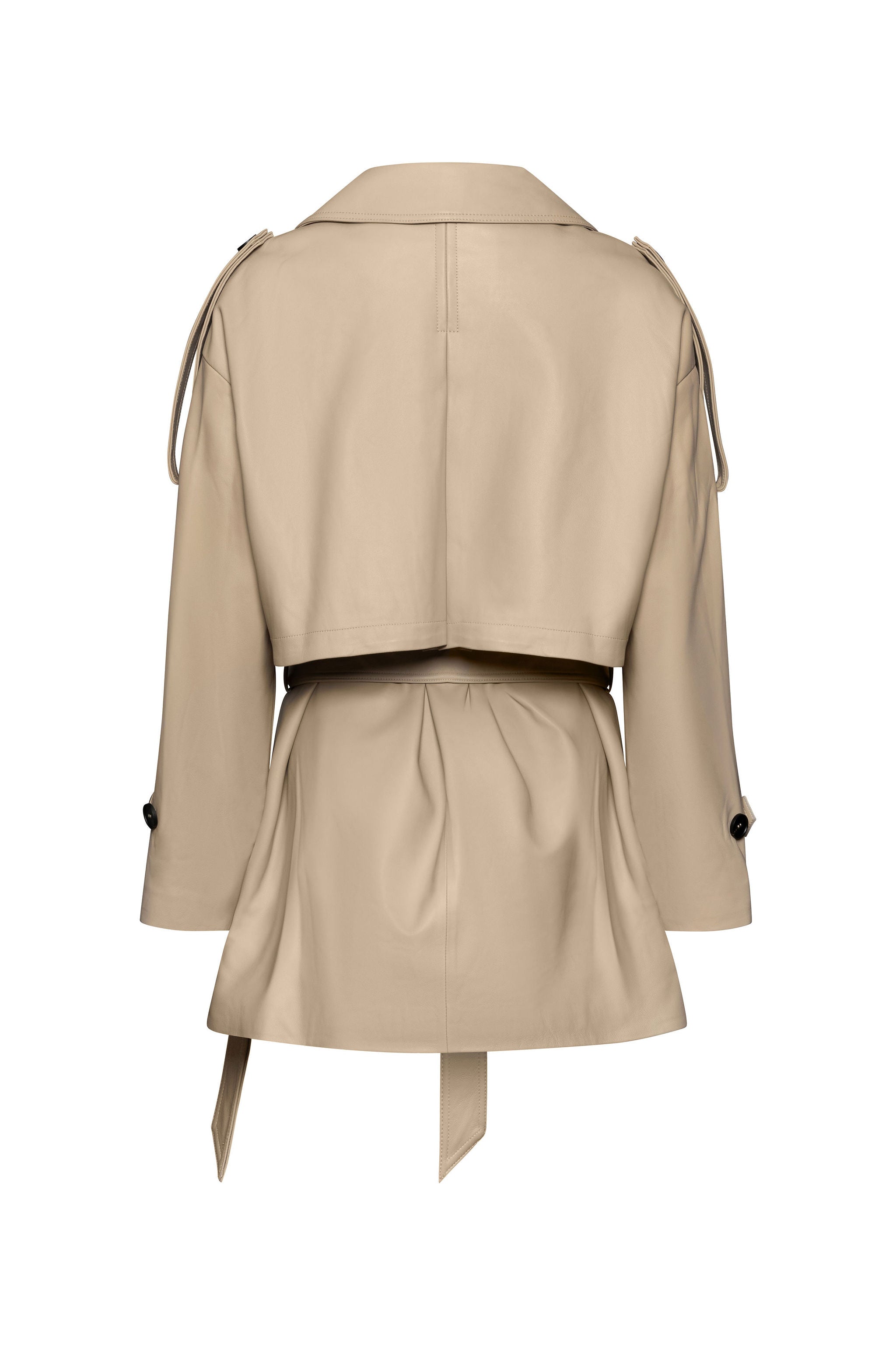 Cream leather trench coat