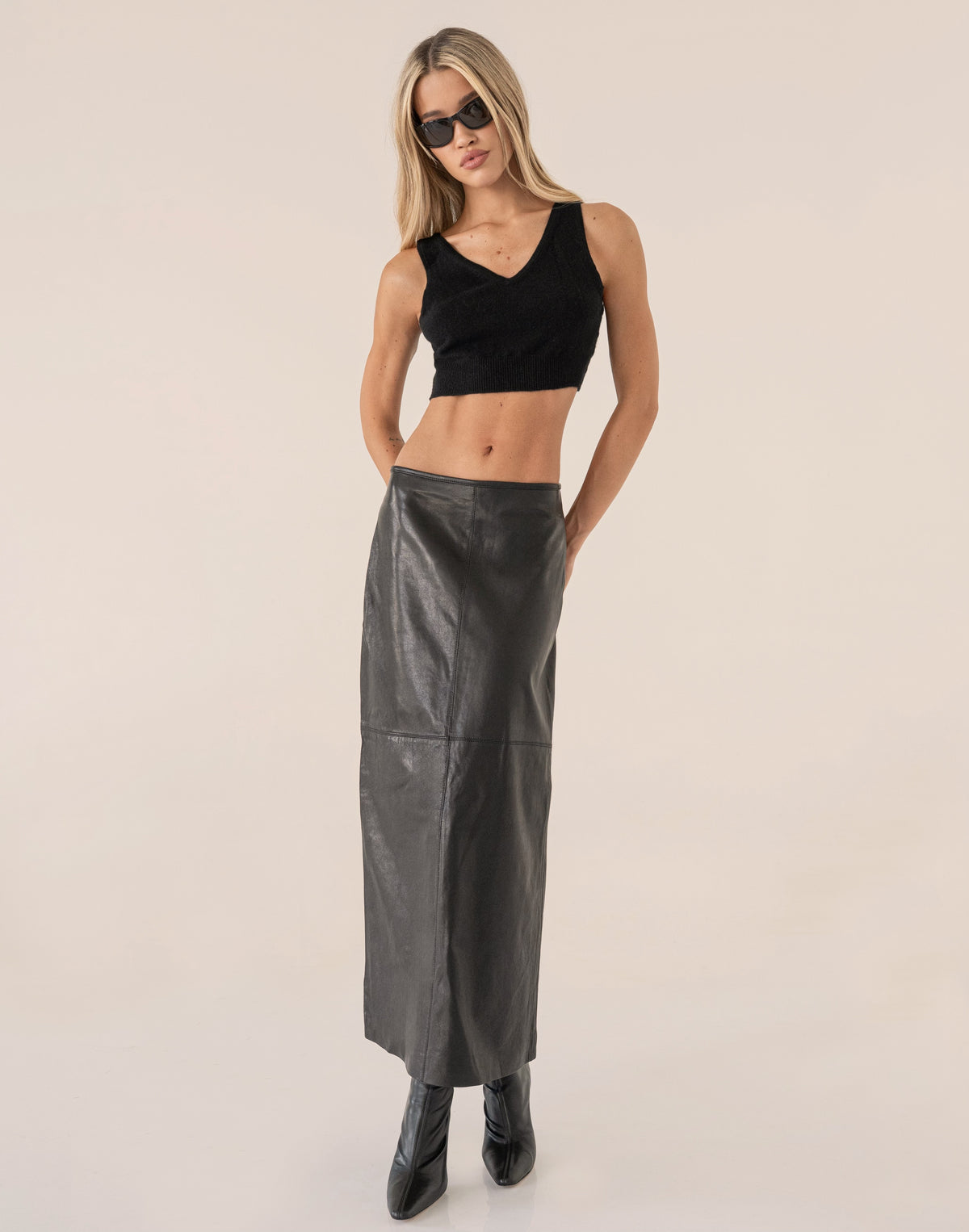 Livi cropped black cashmere tank