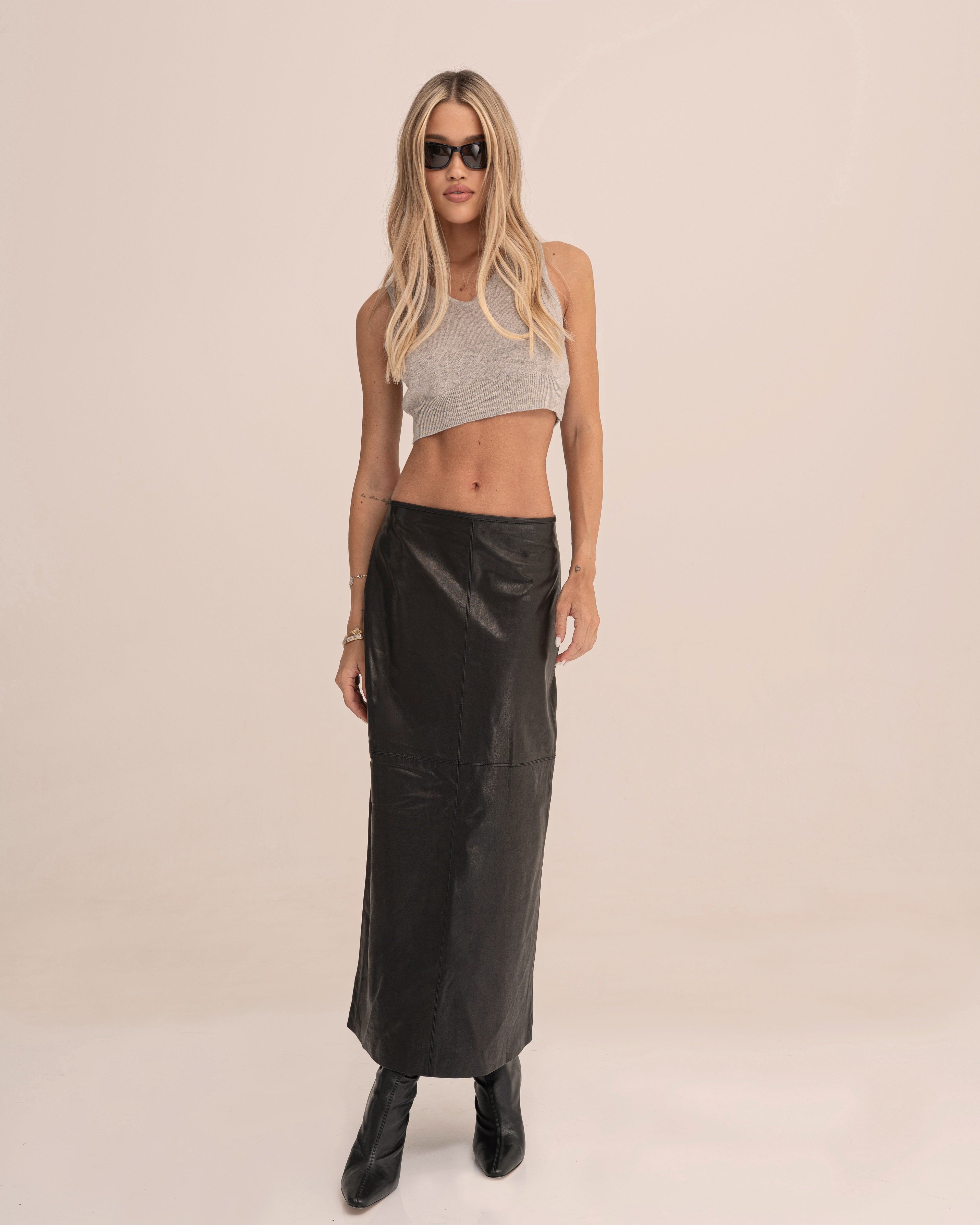 Livi cropped grey cashmere tank