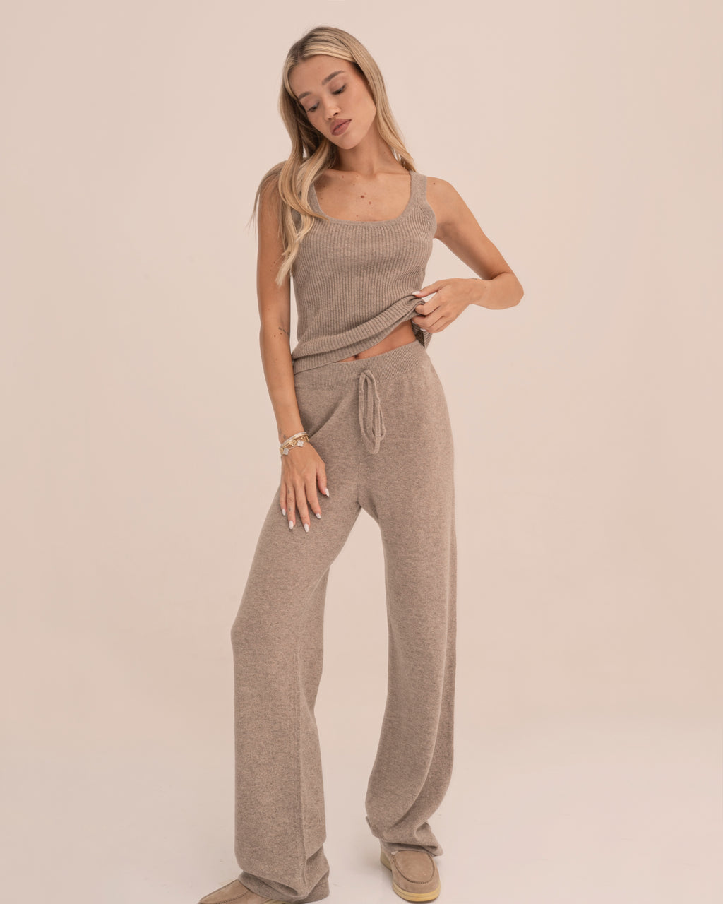 Nola khaki cashmere tank