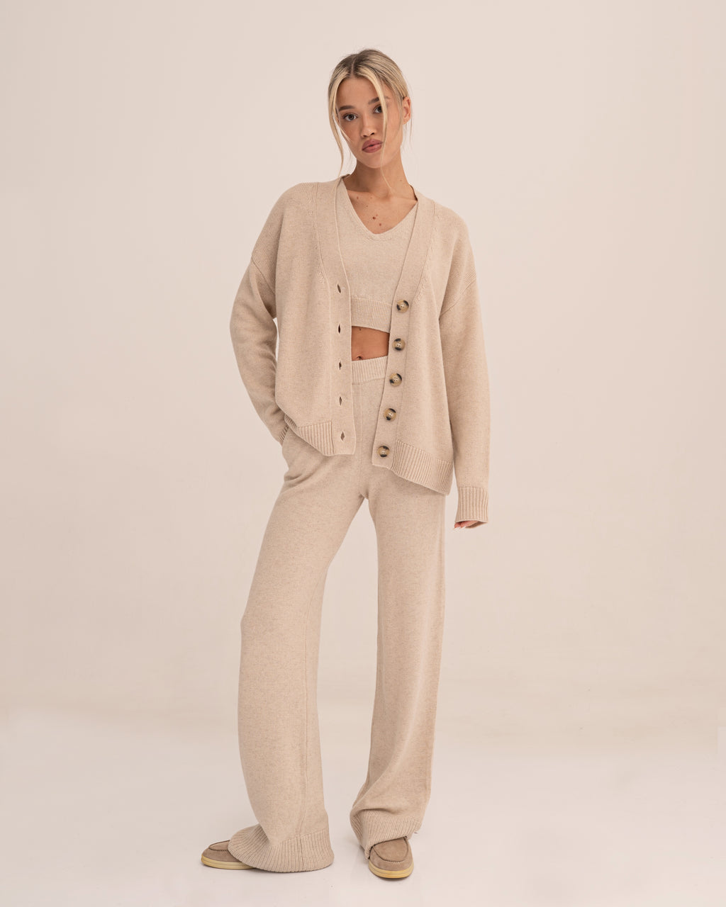 Livi cropped beige cashmere tank