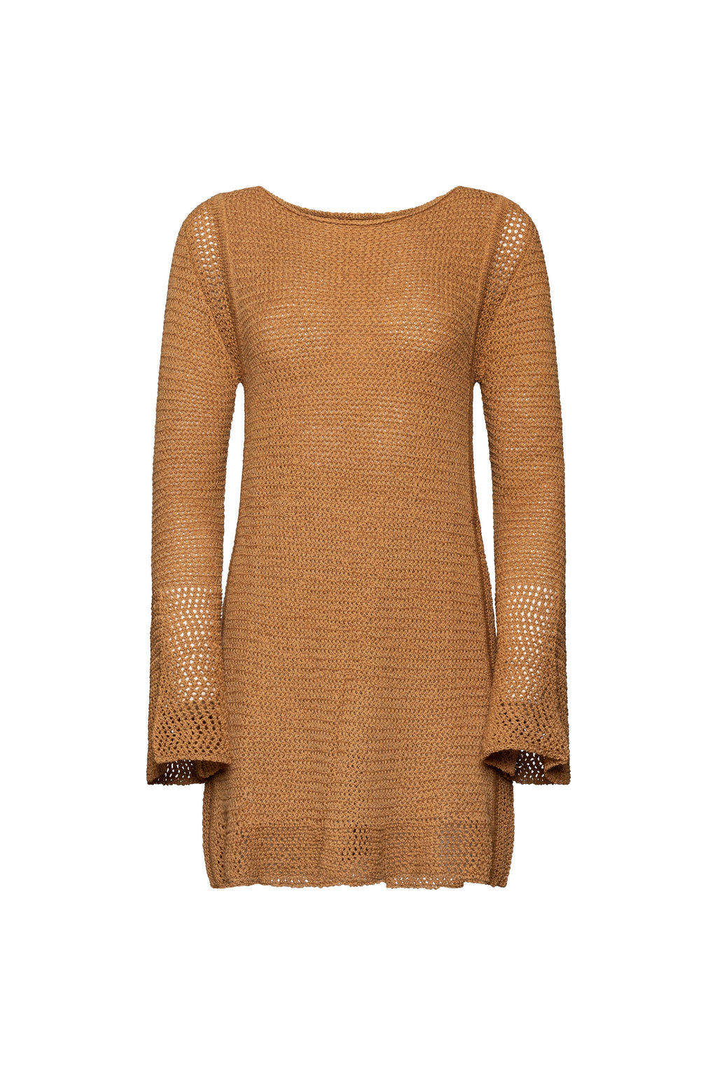 Camel long sleeve knit dress