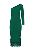Green one sleeve knit midi dress