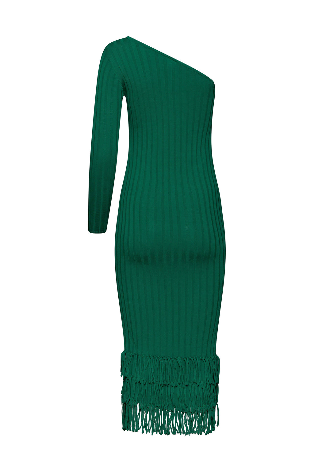 Green one sleeve knit midi dress