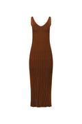 Brown ribbed knit midi dress