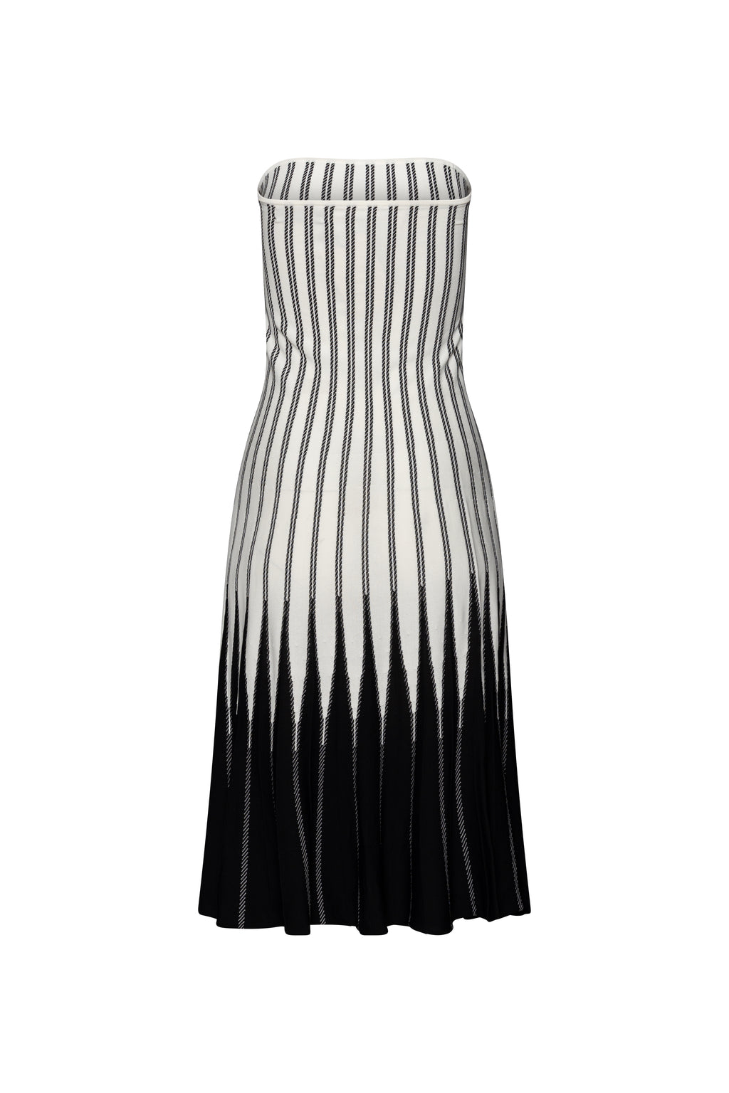 Strapless pleated midi dress
