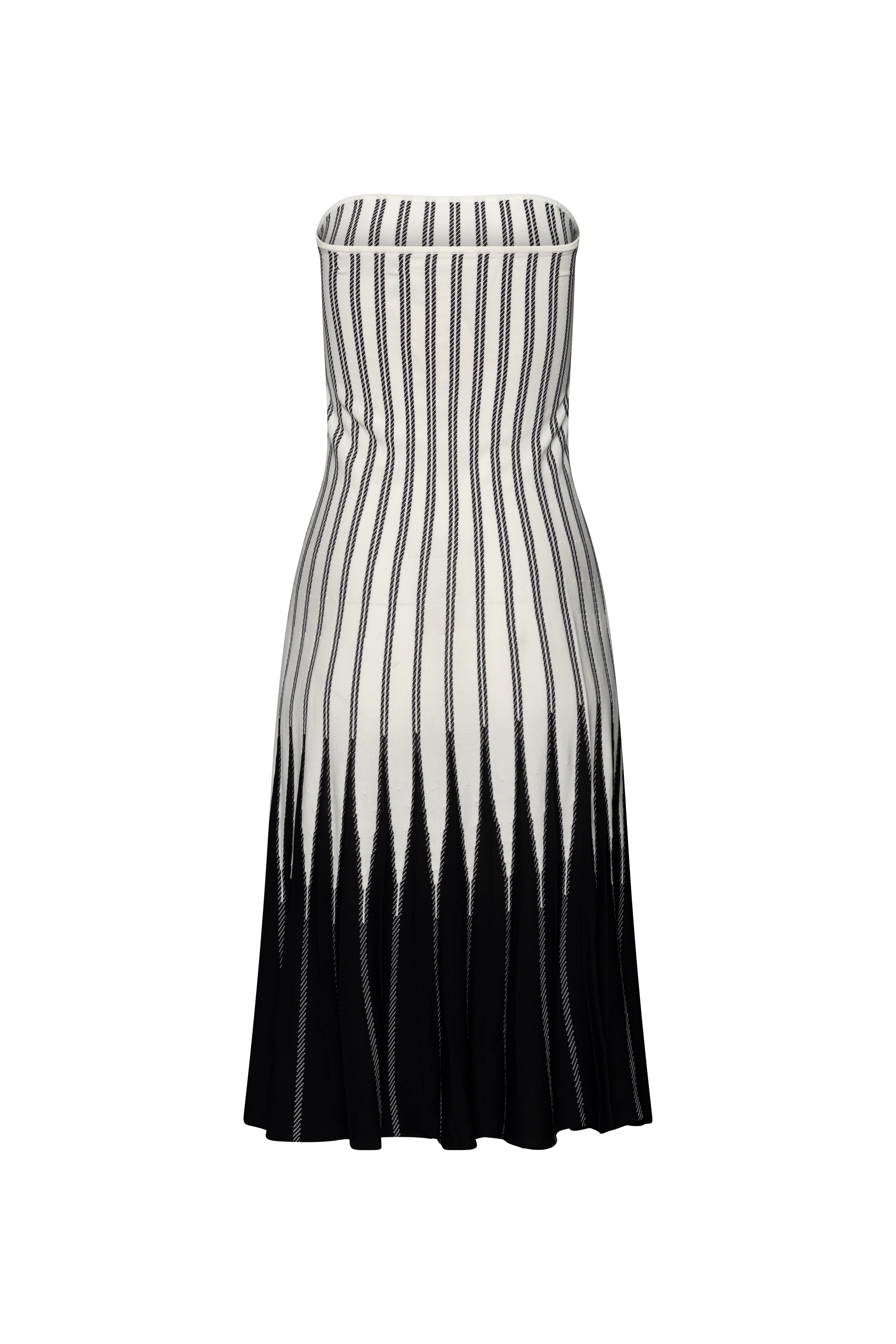 Strapless pleated midi dress