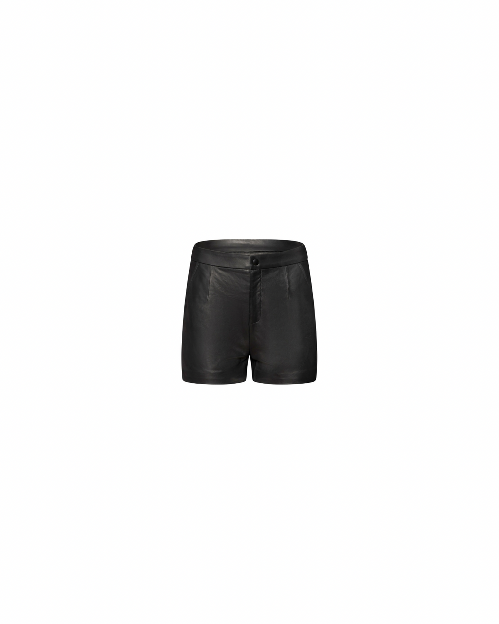 Black leather straight shorts